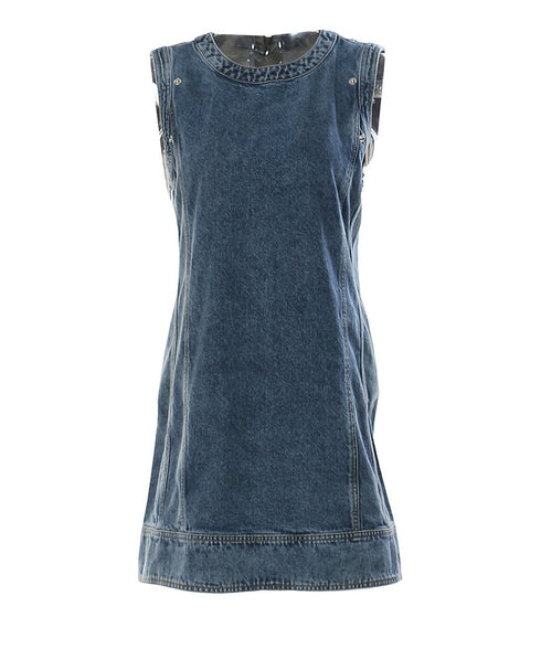 Detachable Sleeve Denim Mini Dress